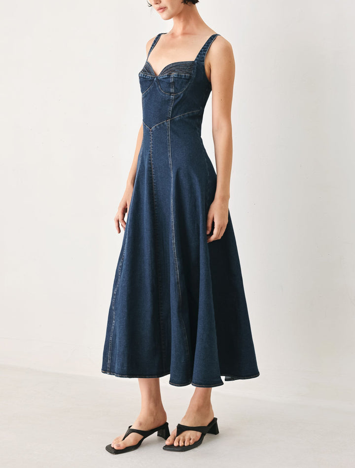 WESTERN CHARM DENIM MIDI DRESS Flying Tomato