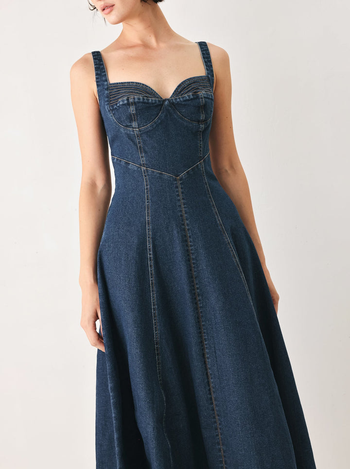 WESTERN CHARM DENIM MIDI DRESS Flying Tomato