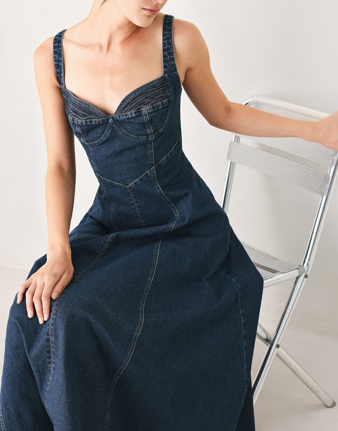 WESTERN CHARM DENIM MIDI DRESS Flying Tomato