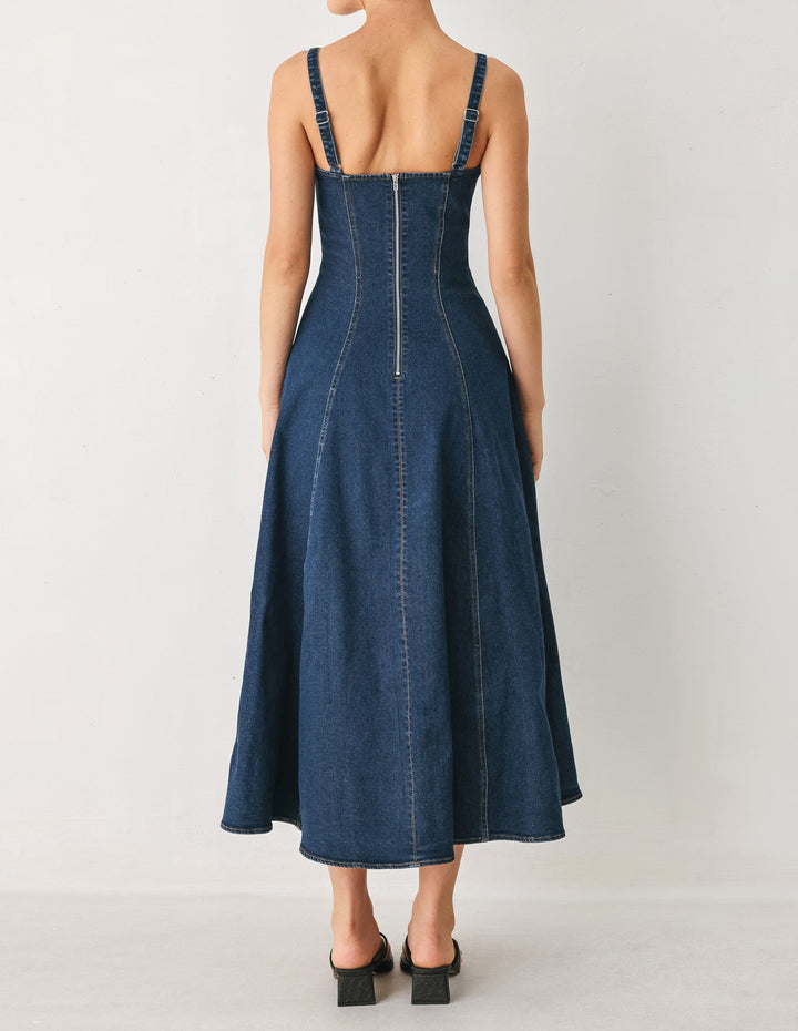 WESTERN CHARM DENIM MIDI DRESS Flying Tomato