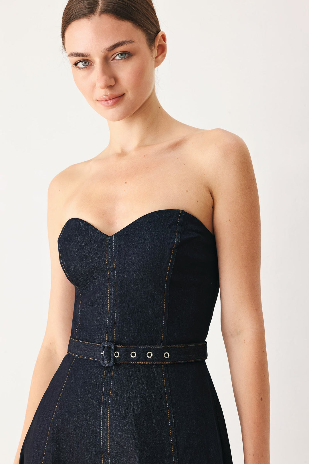 ICONIC INDIGO DENIM MIDI DRESS Flying Tomato