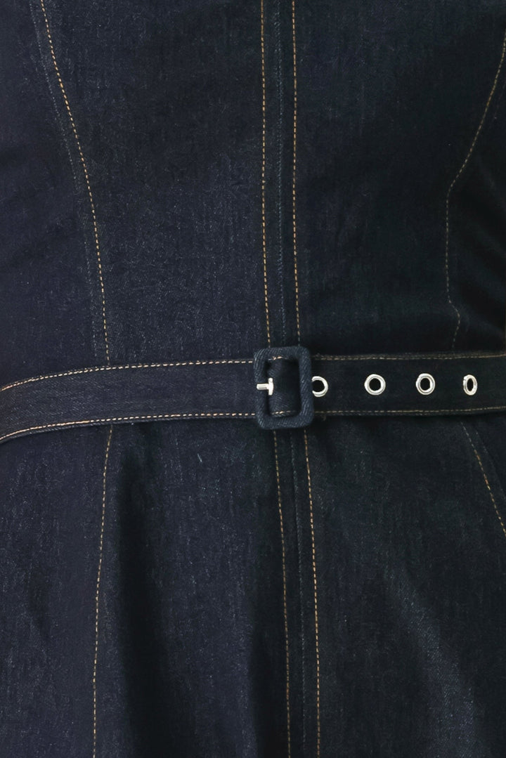 ICONIC INDIGO DENIM MIDI DRESS Flying Tomato