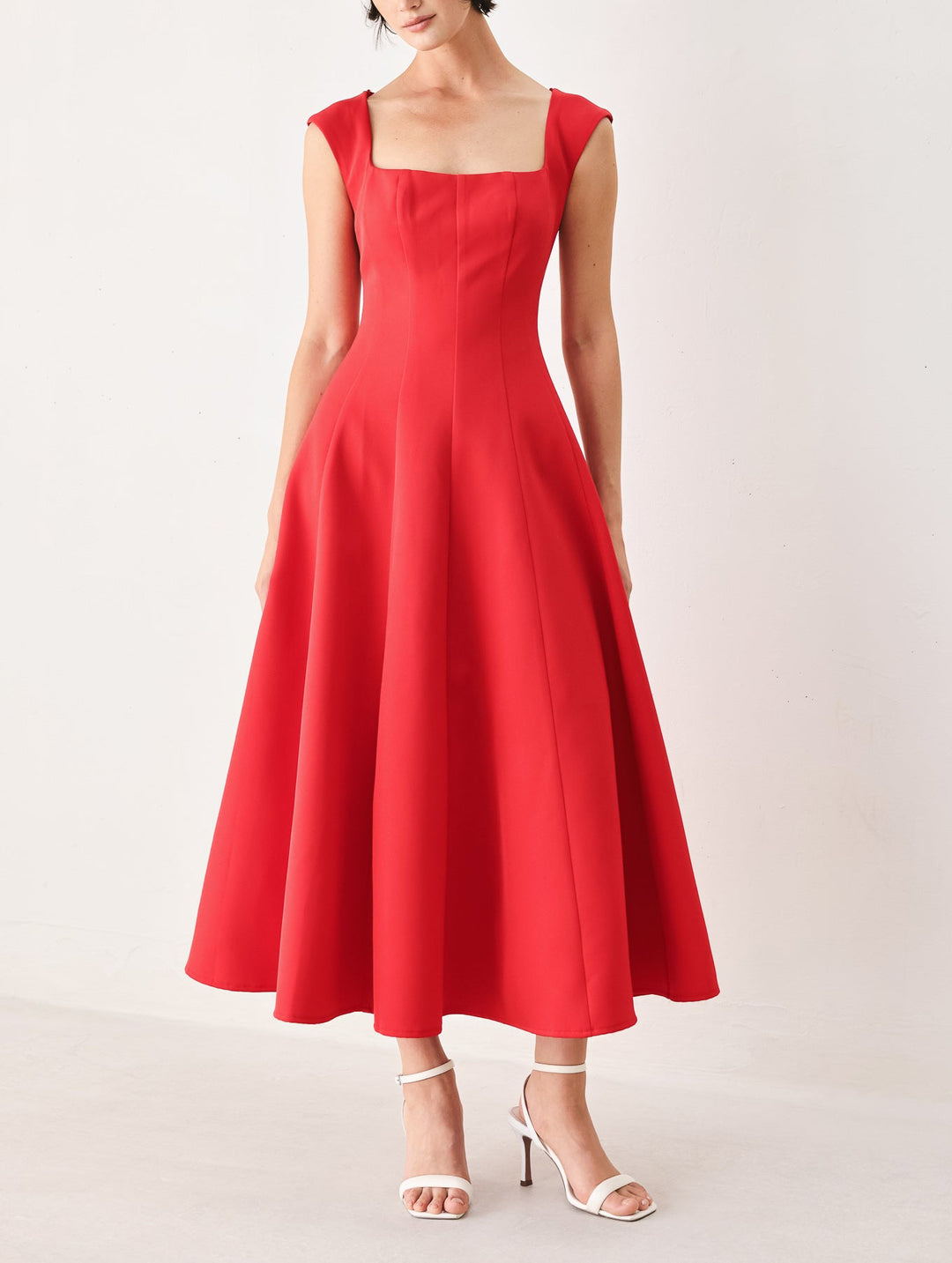 SCARLET ROMANCE WOVEN MIDI DRESS Flying Tomato