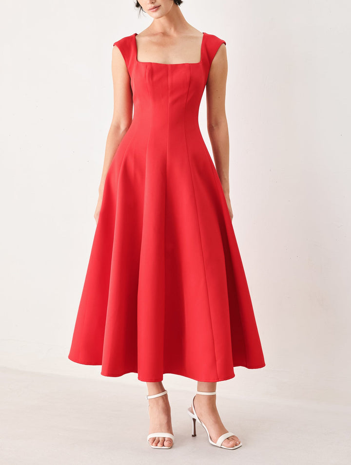 SCARLET ROMANCE WOVEN MIDI DRESS Flying Tomato