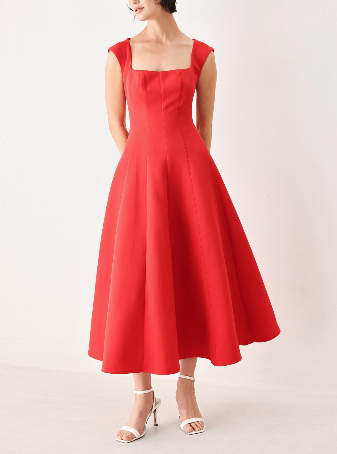 SCARLET ROMANCE WOVEN MIDI DRESS Flying Tomato