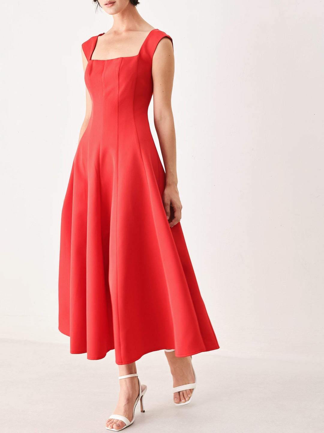 SCARLET ROMANCE WOVEN MIDI DRESS Flying Tomato