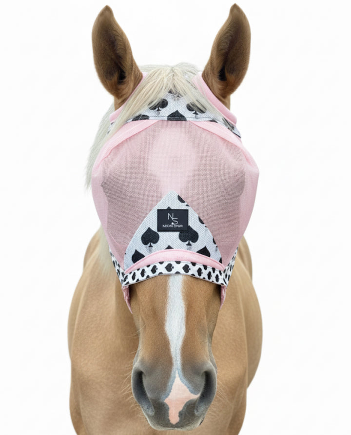 Smokin Spades Fly Mask - Baby Pink Mesh