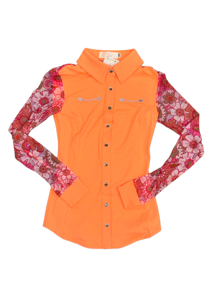 AeroTEQ Girls Wildflower Fever Mesh Pearl Snap Rodeo Shirt
