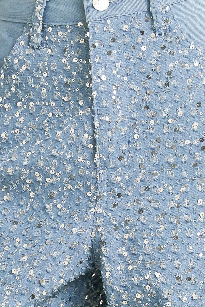 Loving Everyday Sequin Wide Leg Denim Pants
