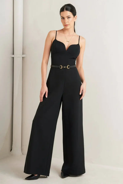 Pristine Edge Black Woven Jumpsuit - Neon Spur