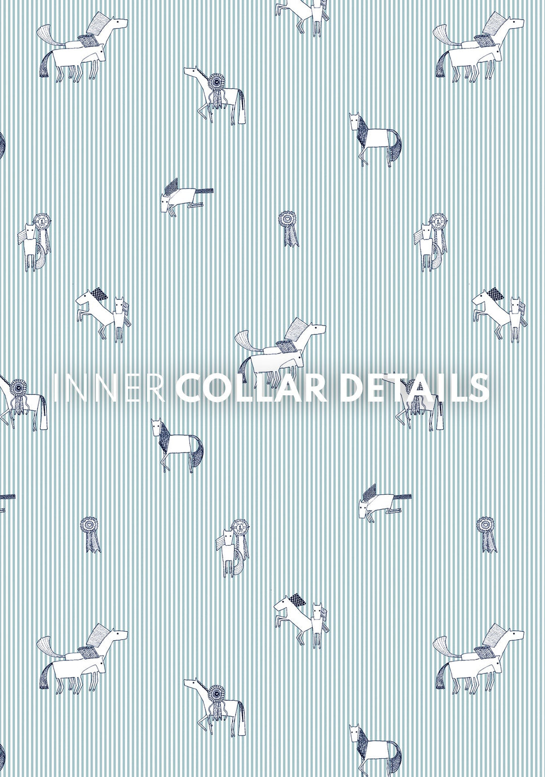  Stripes in Sky Blue Short Pleated Long Sleeve Show Shirt