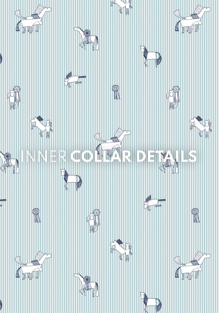  Stripes in Sky Blue Short Pleated Long Sleeve Show Shirt