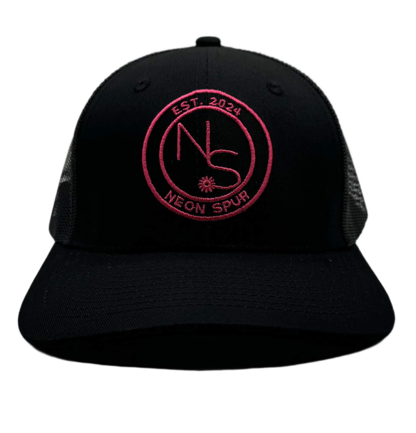 Neon Spur Embroidered Logo Trucker Hat – Black Beauty Edition