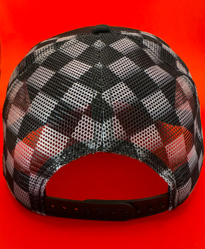 Buckin Lucky Graphic Trucker Hat w/ Patriotic Crystal Chain