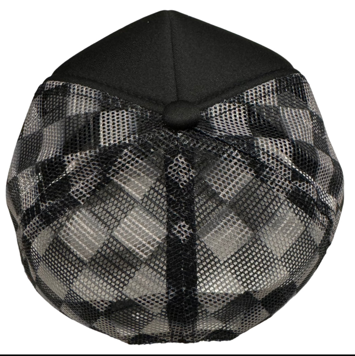 Buckin Lucky Checkered Mesh Trucker Hat w/ Pearl Chain