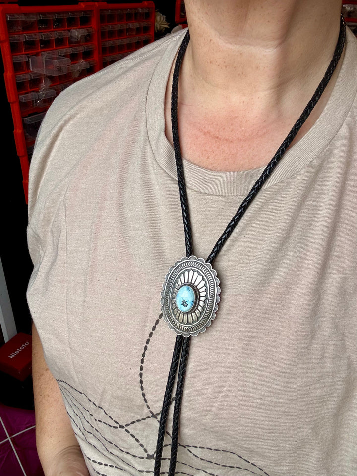 Golden Hill turquoise Bolo and Sterling silver The Bijoux FAB Jewelry