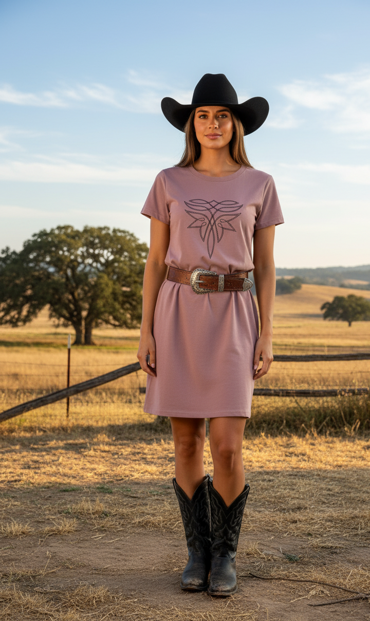 Organic Cotton Boot Stitch Graphic T-Shirt Dress