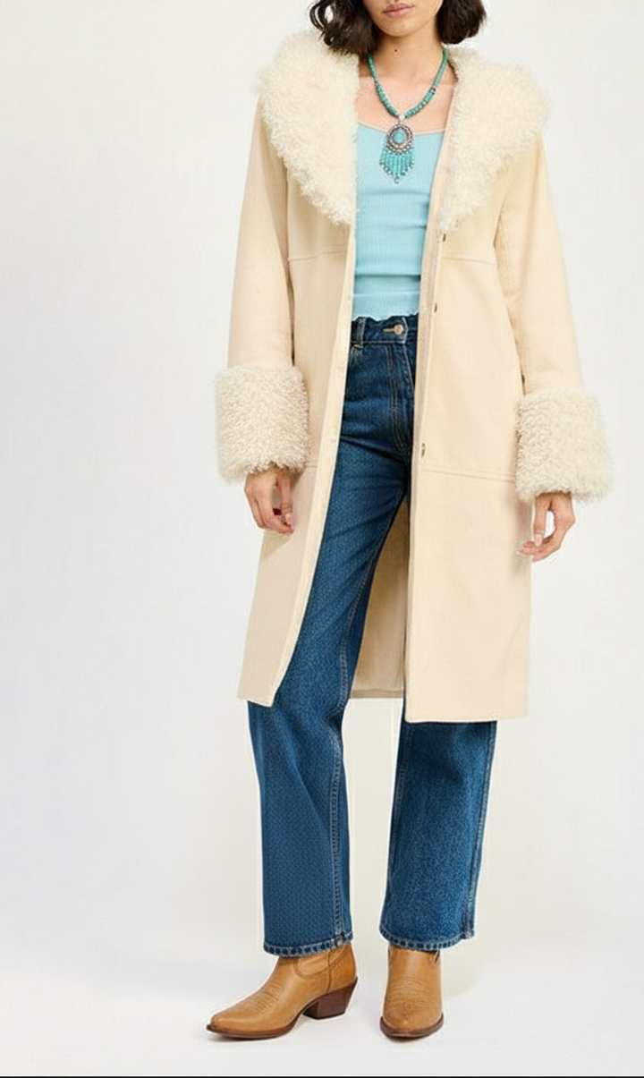Longhorn Faux Fur Trimmed Mid Trench Coat
