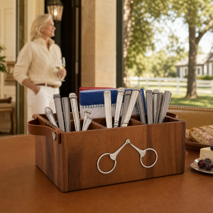 Horse Bits Leather Handles Flatware Caddy Vagabond House