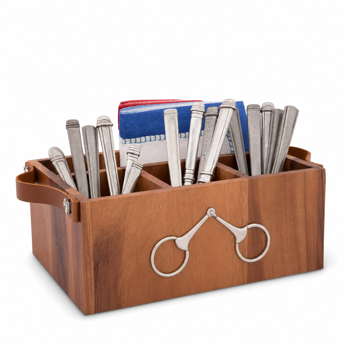 Horse Bits Leather Handles Flatware Caddy Vagabond House