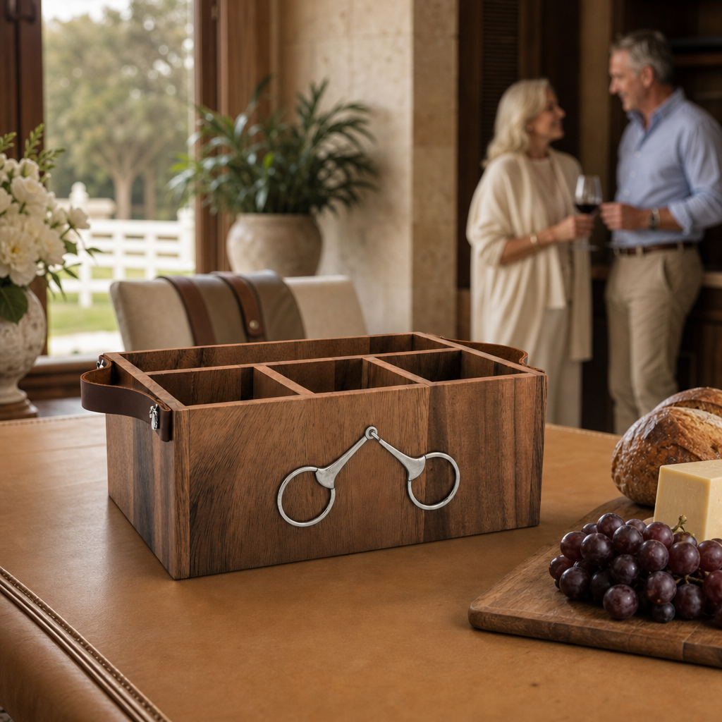 Horse Bits Leather Handles Flatware Caddy Vagabond House