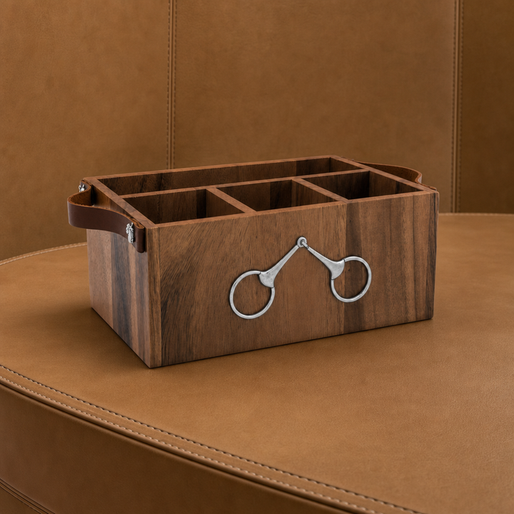 Horse Bits Leather Handles Flatware Caddy Vagabond House