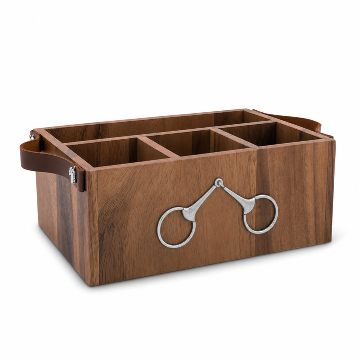 Horse Bits Leather Handles Flatware Caddy Vagabond House