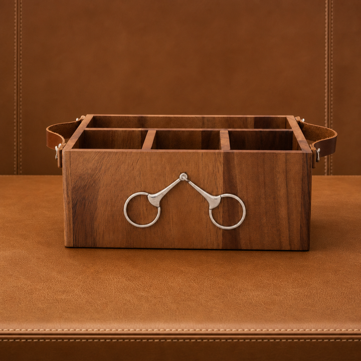 Horse Bits Leather Handles Flatware Caddy Vagabond House