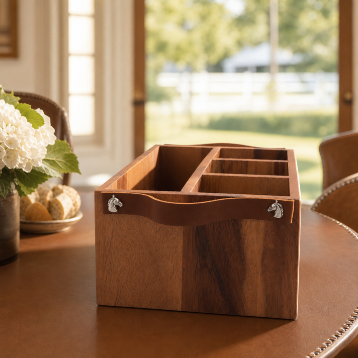 Horse Bits Leather Handles Flatware Caddy Vagabond House