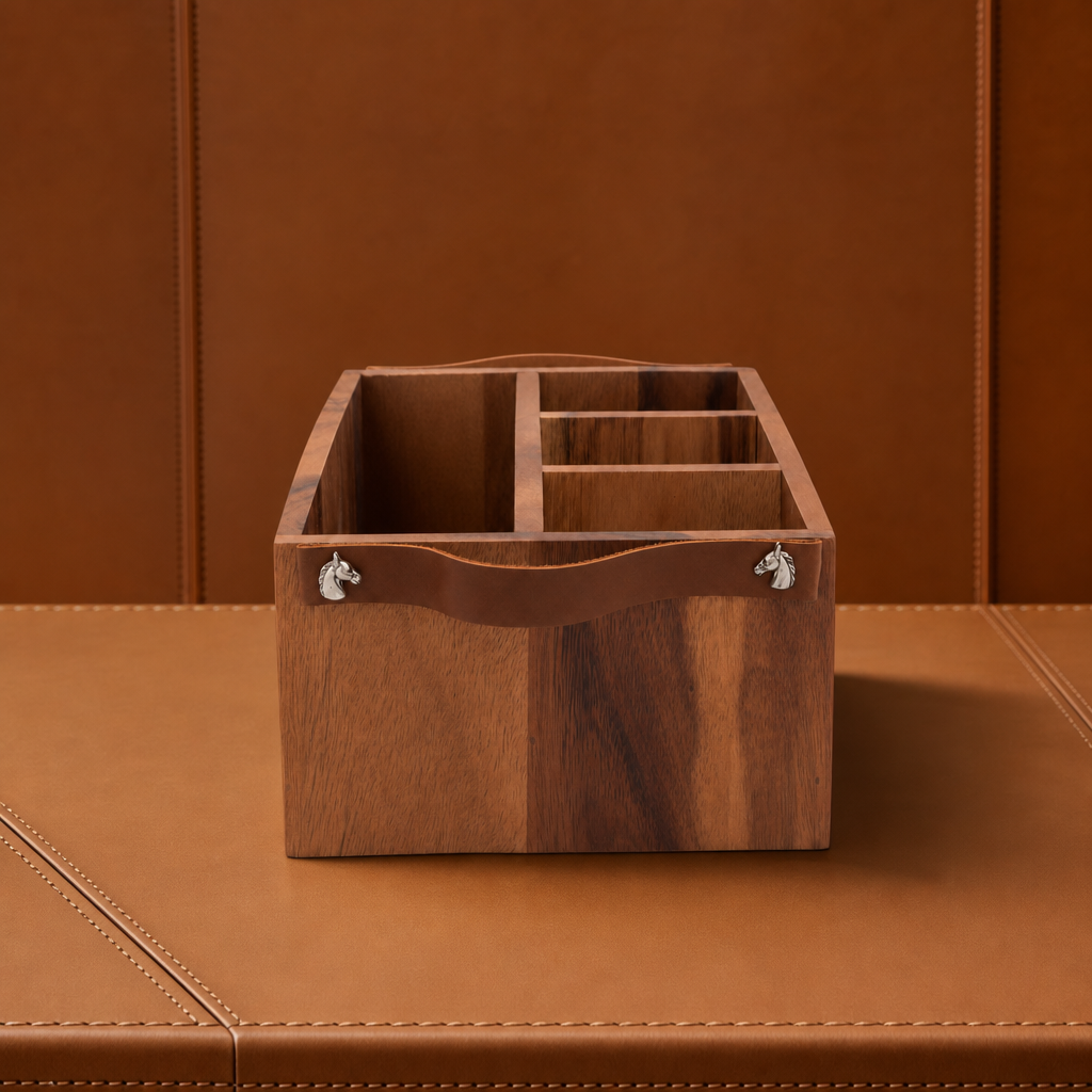 Horse Bits Leather Handles Flatware Caddy Vagabond House