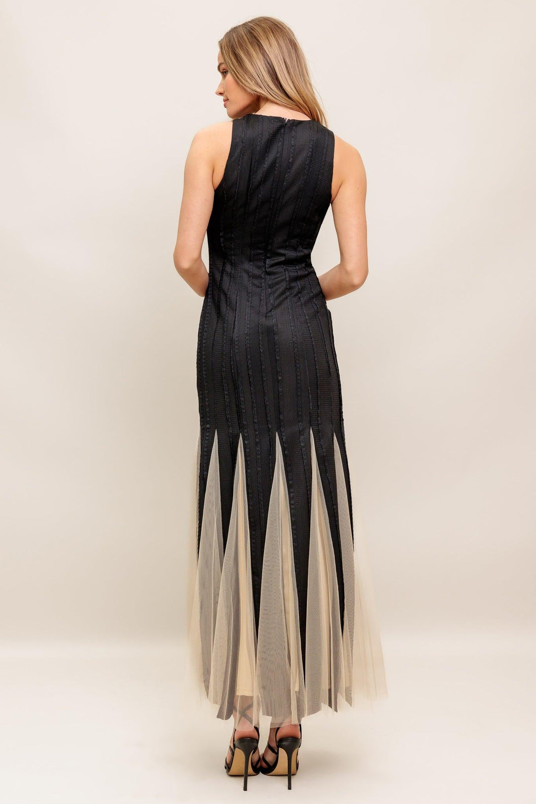 Noir Tulle Black Knit Maxi Dress