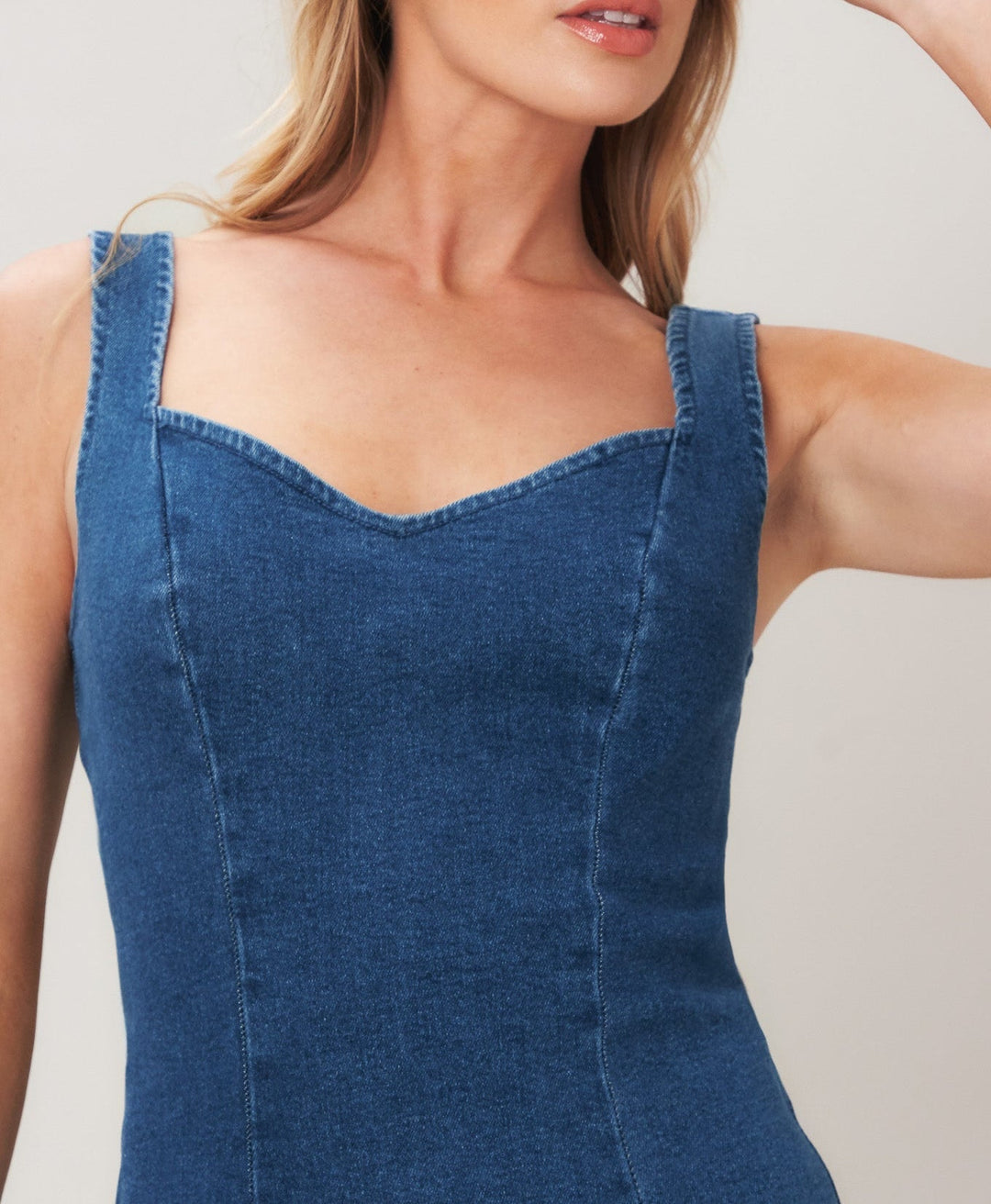 Vintage Wave Denim Mini Dress Flying Tomato