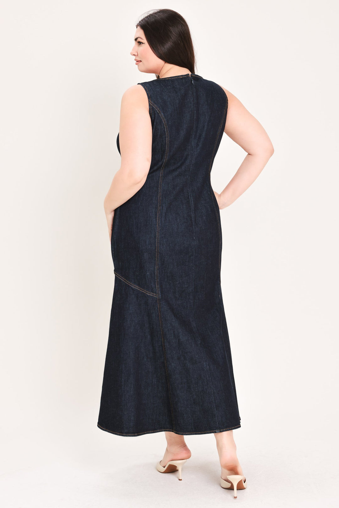 CHELSEA DENIM MIDI DRESS Flying Tomato