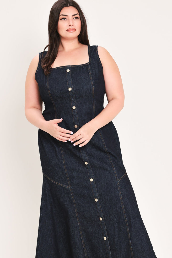 CHELSEA DENIM MIDI DRESS Flying Tomato
