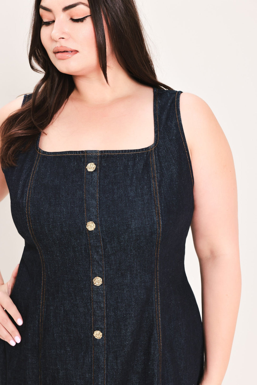CHELSEA DENIM MIDI DRESS Flying Tomato