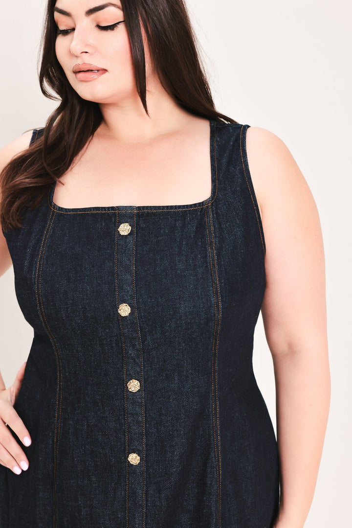 CHELSEA DENIM MIDI DRESS Flying Tomato