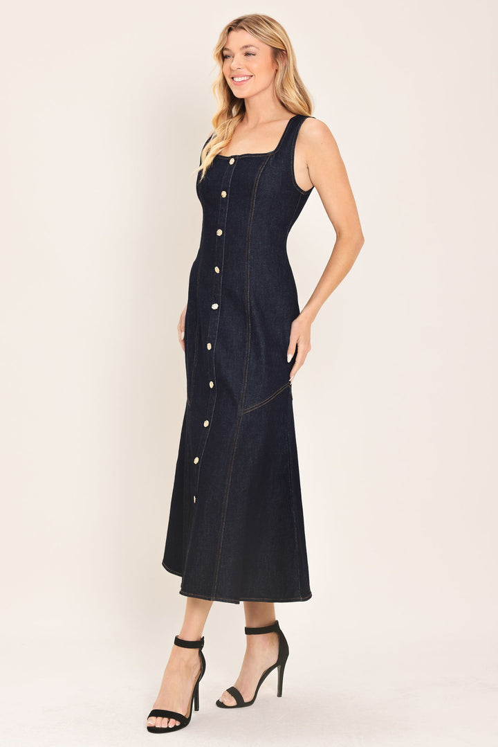 CHELSEA DENIM MIDI DRESS Flying Tomato