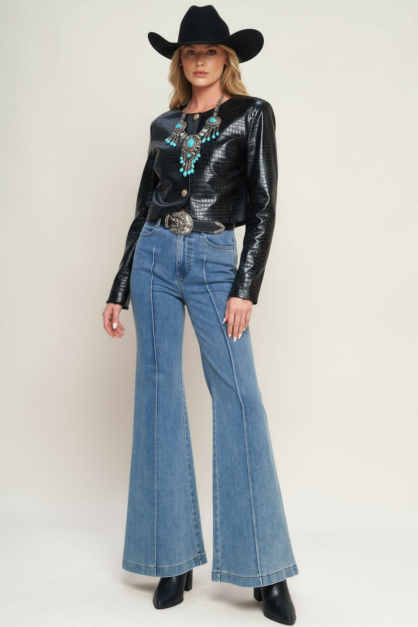 At The Start Faux Leather Bolero Jacket