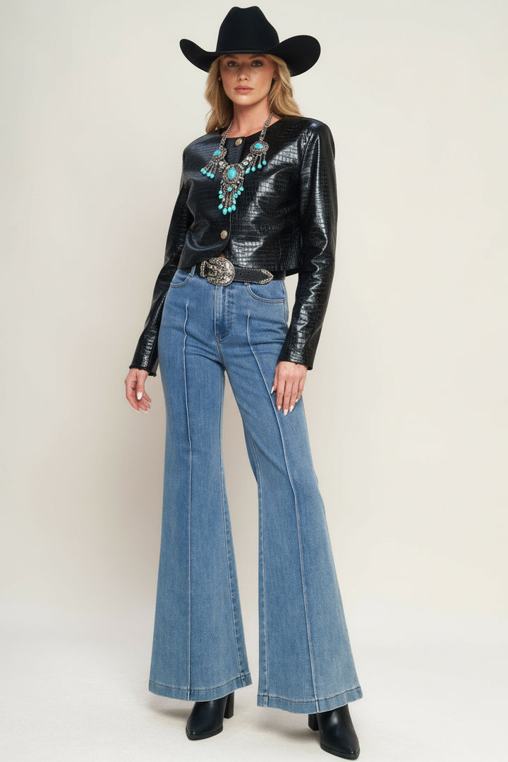 At The Start Faux Leather Bolero Jacket