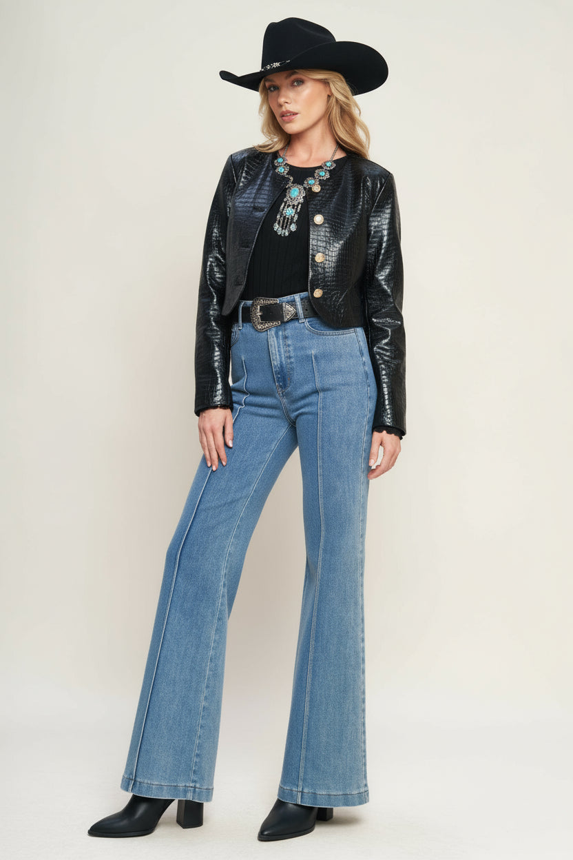 At The Start Faux Leather Bolero Jacket