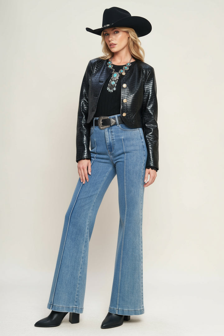 At The Start Faux Leather Bolero Jacket