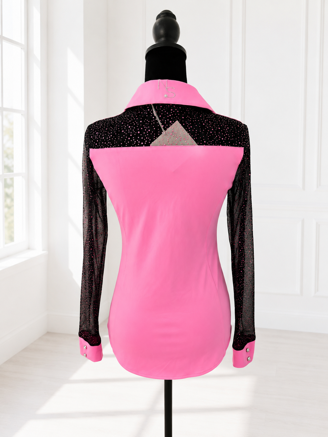Bubblegum Sparkle Mesh Sleeve Rodeo Shirt Neon Spur