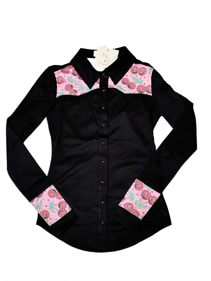 Cherry Groove Girls Western Pearl Snap Rodeo Shirt