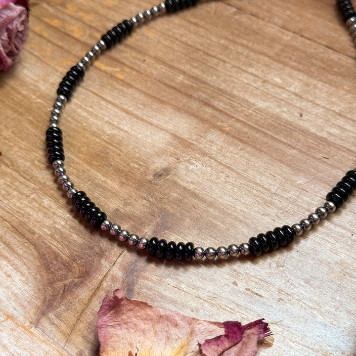 Sterling Silver Pearl & Black Onyx Necklace – 16”