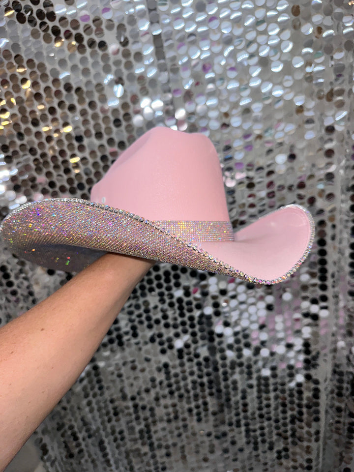 Pink Ab Crystal Cowboy Hat