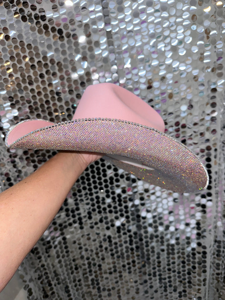Pink Ab Crystal Cowboy Hat