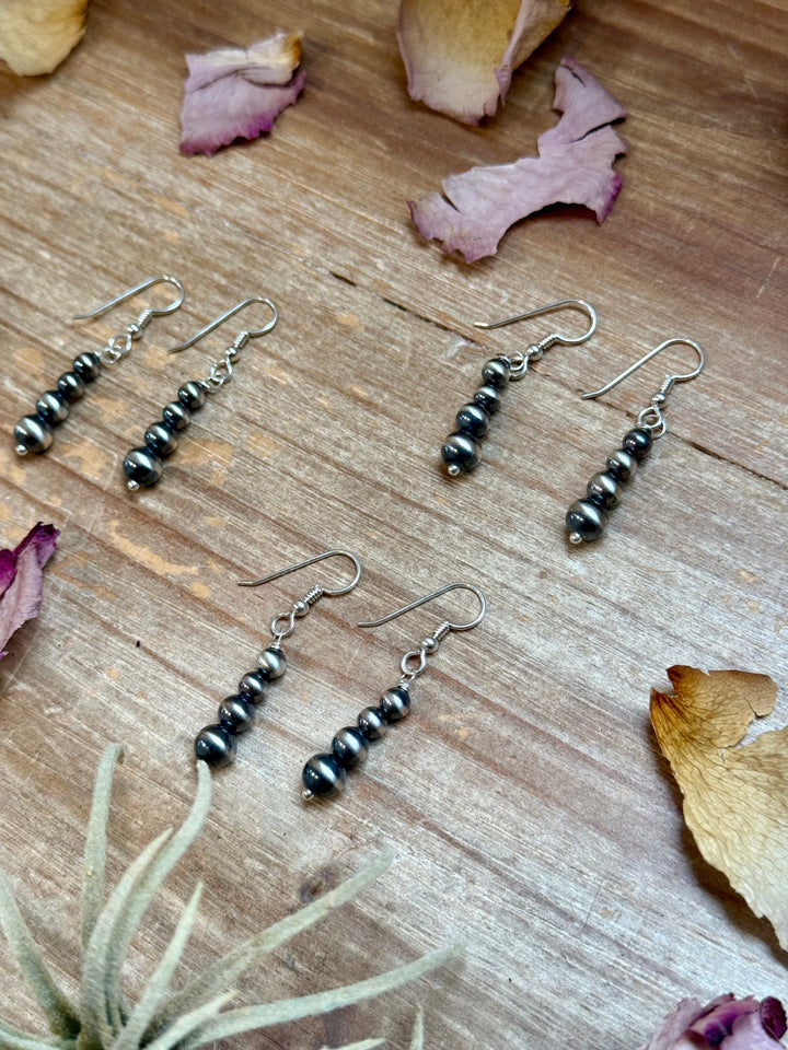 Sterling Silver Round Pearl Dangle Earrings – Handmade by Colby Ogg & Addalie Ogg – USA Made