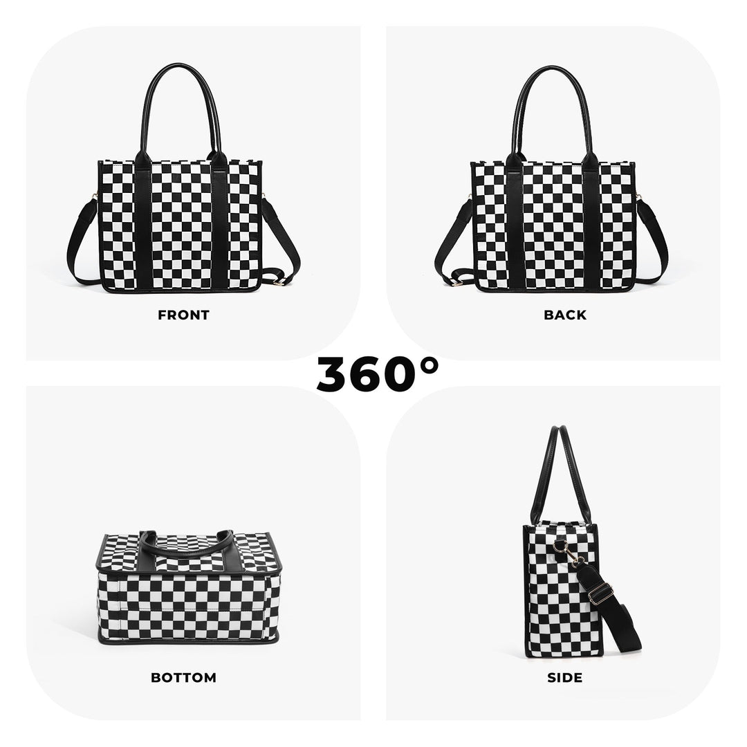 Dallas Checkered Tote Aili's Corner