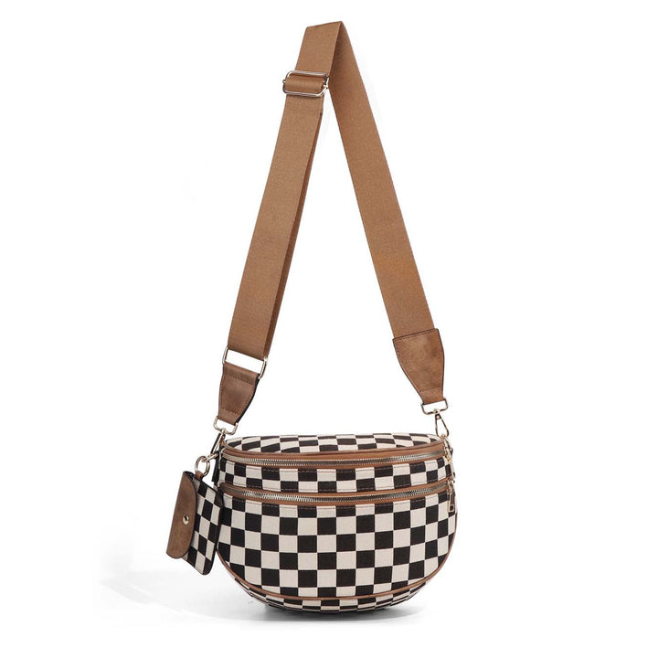 Kaylee Mixed Media Double Zip Crossbody Sling Bag Aili's Corner