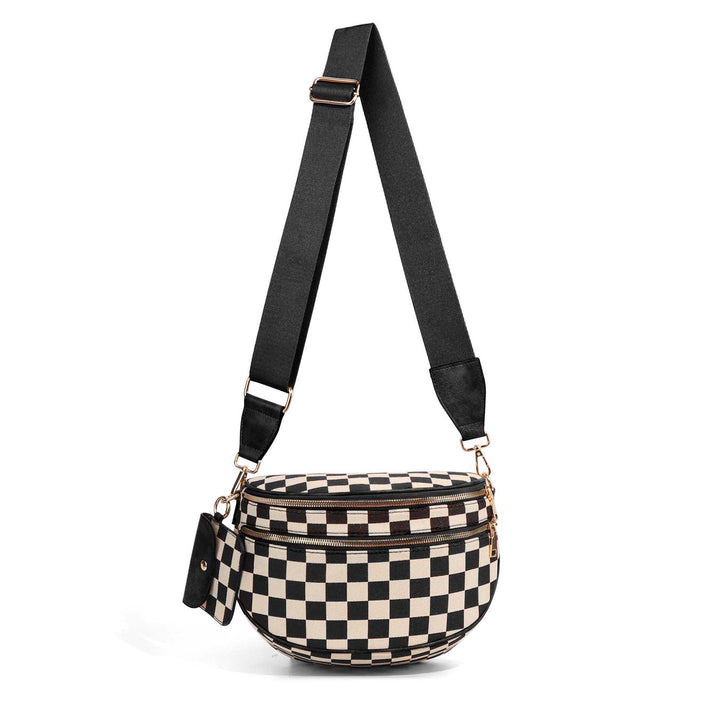 Kaylee Mixed Media Double Zip Crossbody Sling Bag Aili's Corner